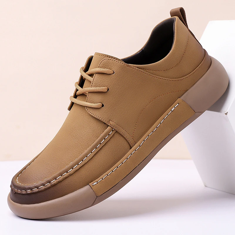 

Quality Soft Comfort Lace Up Oxford Shoes Men's Non Slip Flat Bottom Driving ShoesBrand Business Office Versatile Leather Shoes