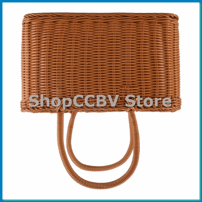 Cesta de compras para el hogar, cesta de verduras de mano, cesta tejida decorativa, cesta de arreglo de flores, bolsa de Picnic de ratán de imitación-A50M