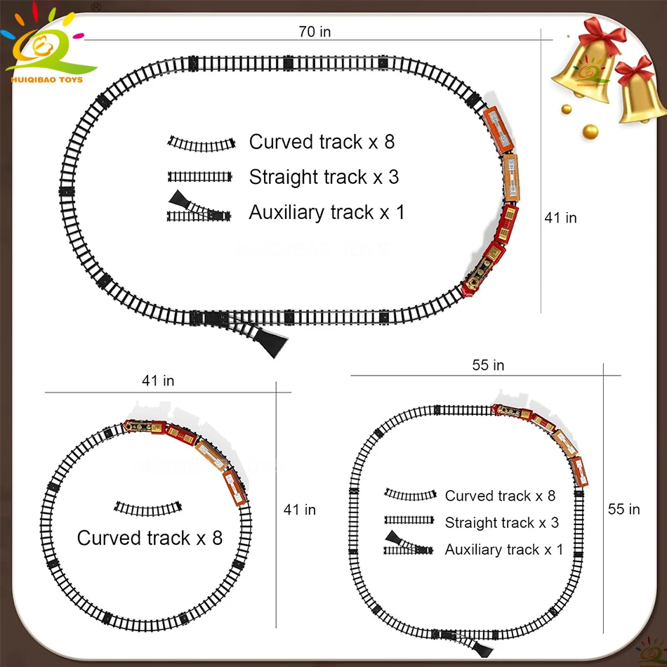 HUIQIBAO Weihnachten Elektrische Zug Spielzeug Set Retro Klassische Lokomotive Motor Fracht Auto Lange Spur Spielzeug Mit Licht und Geräusche Rauch