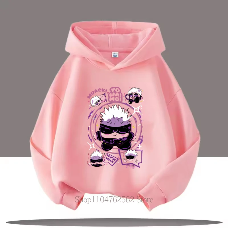 Jujutsu Kaisen الكرتون الأطفال هوديس خريف شتاء بنين بنات لطيف كم طويل بلايز كم طويل بلايز الاطفال الصوف بلوزات #2