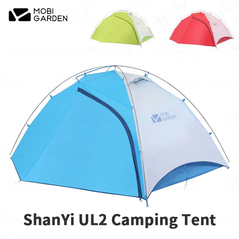 MOBI GARDEN ShangYi Portable Ultralight 2 Persons Camping Treking Tent Easy To Build 20D Waterproof Double Layers Tent With Mat