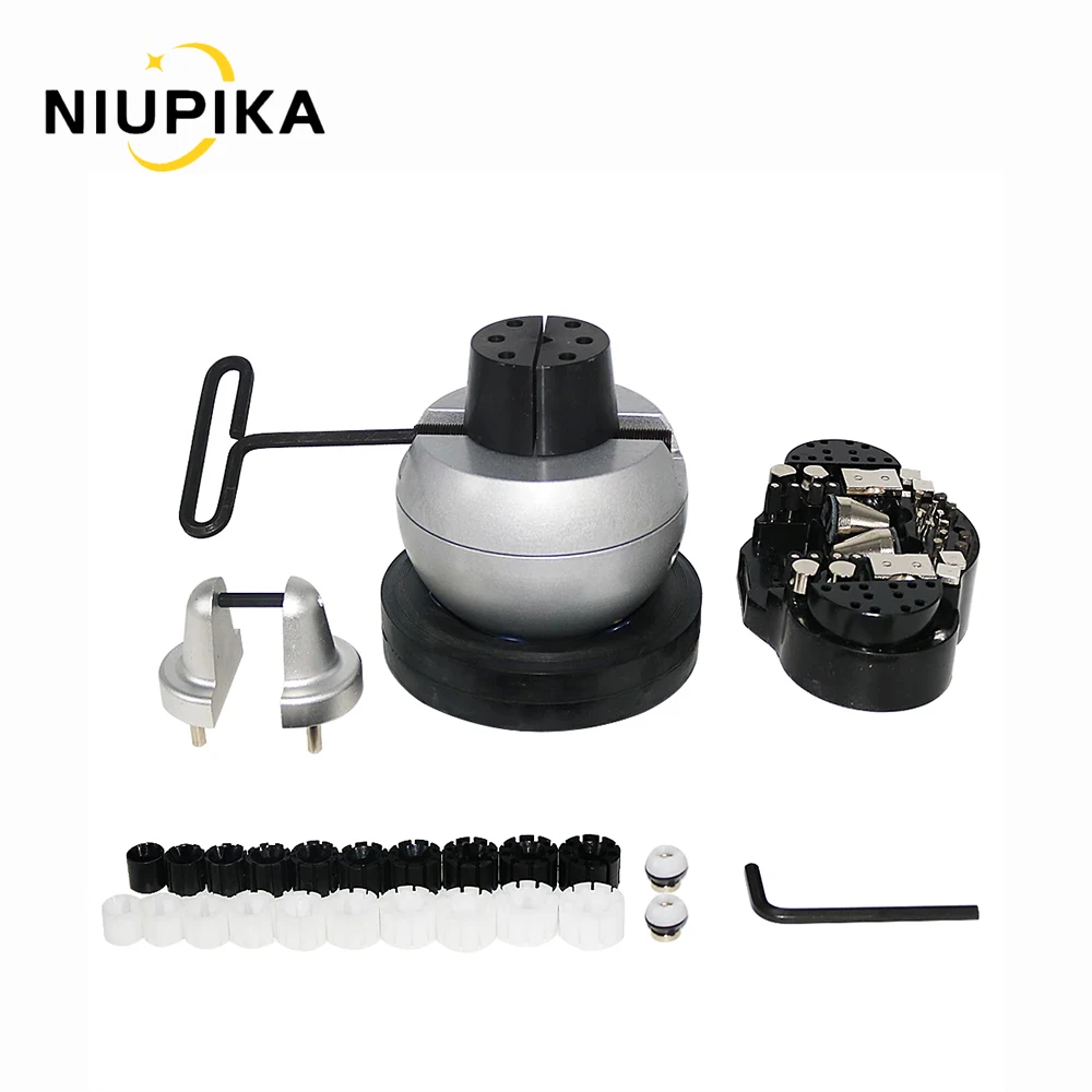 NIUPIKA Engraving Block 5 Inch Ball Vise Setting Jewelry with 59PCS Attachment and Rubber Base Making Tools