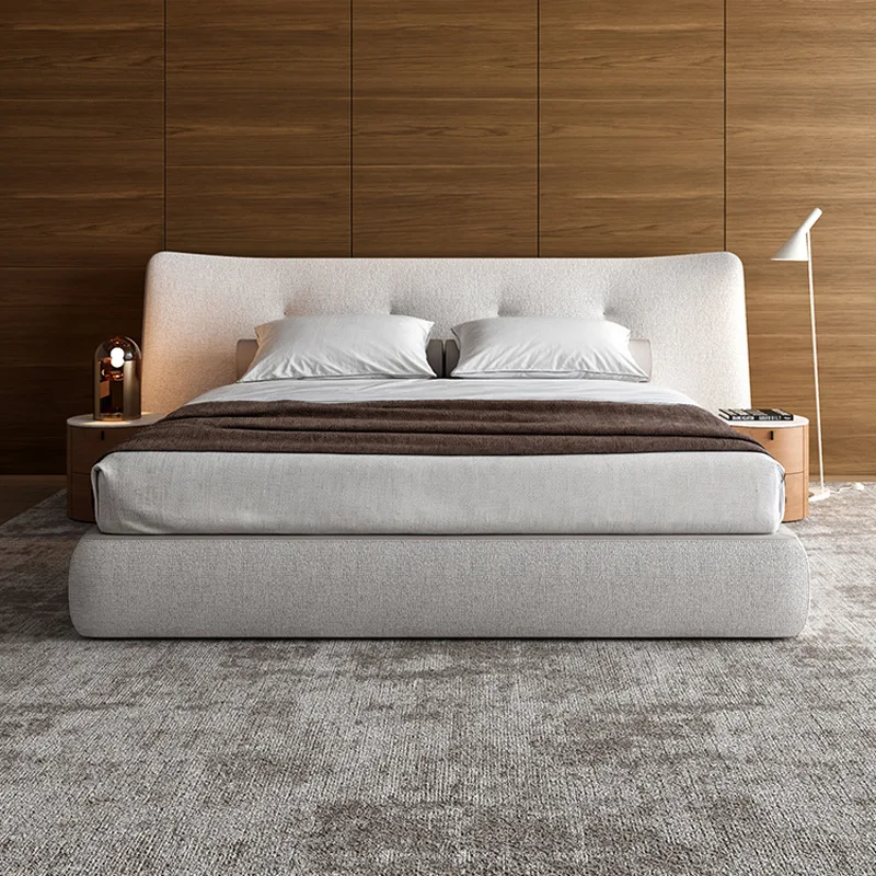 Haute couture series/widescreen cotton and linen bed Italian minimalist villa double master bed