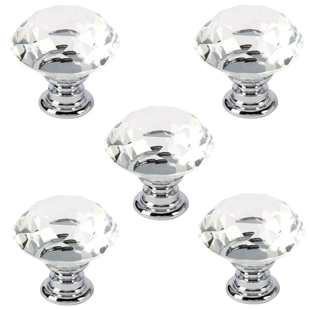 Modern 30mm for Drawer Dresser Diamond Shape Crystal Cabinet Knobs Drawer Knobs Door Handle Pulls Handles
