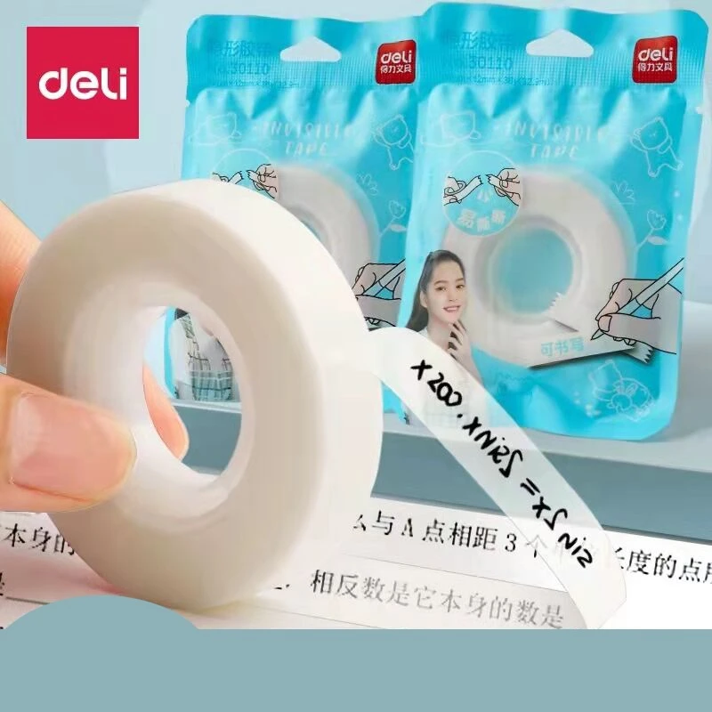 DELI Invisible Tape Writable Stationery Tapes Strong Adhesive Non Toxic Acrylic Glue Office School Supplies