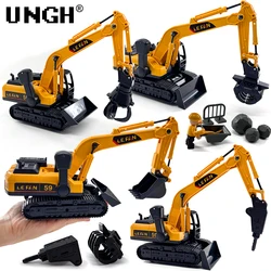 UNGH-1:26 Simulação Diecast Escavadeira, Crane Car Models, Caminhão inercial para crianças, Brinquedos de engenharia, Jogo para crianças, menino