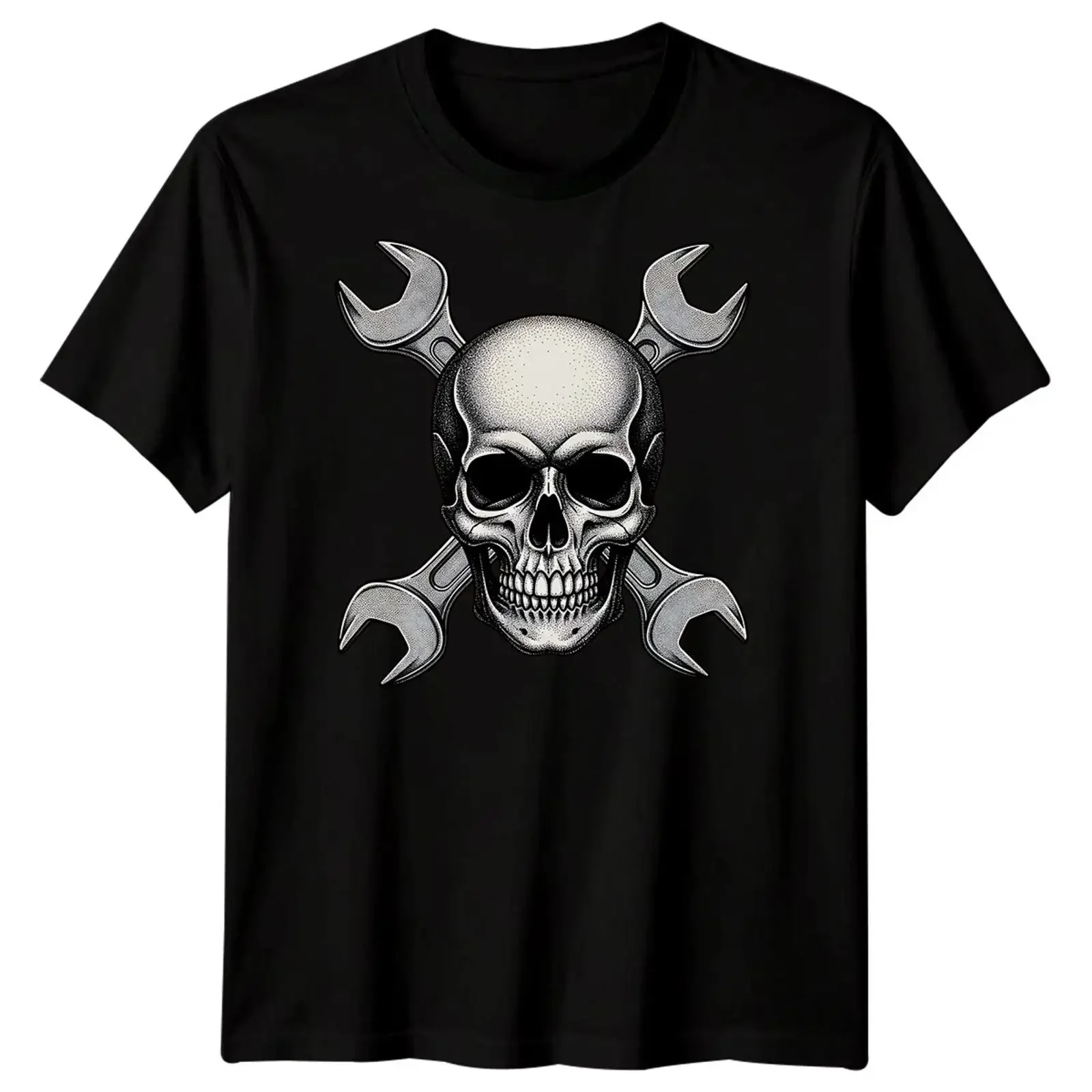 Skull Wrenches Mechanic Occupation Mens T Shirt Automotive Garage Work vintage Washed Comfortable Unisex Soft streetwear homme