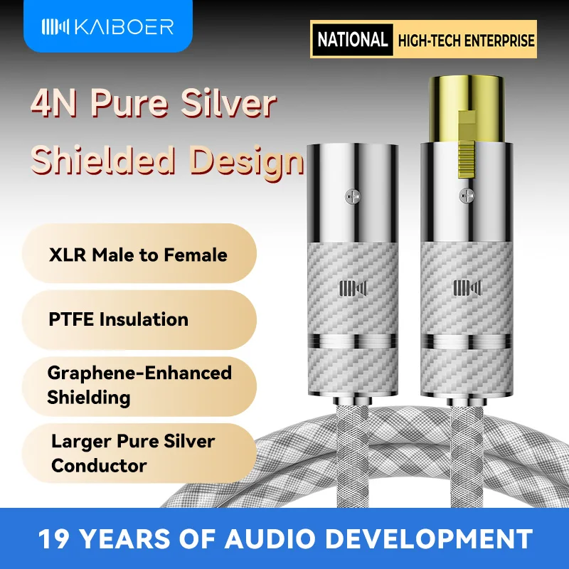 kaiboer Pure Silver XLR Male Female Extension Cable Shielded Balanced Audio Cable for Microphone Karaoke Mixer Amplifier Speaker