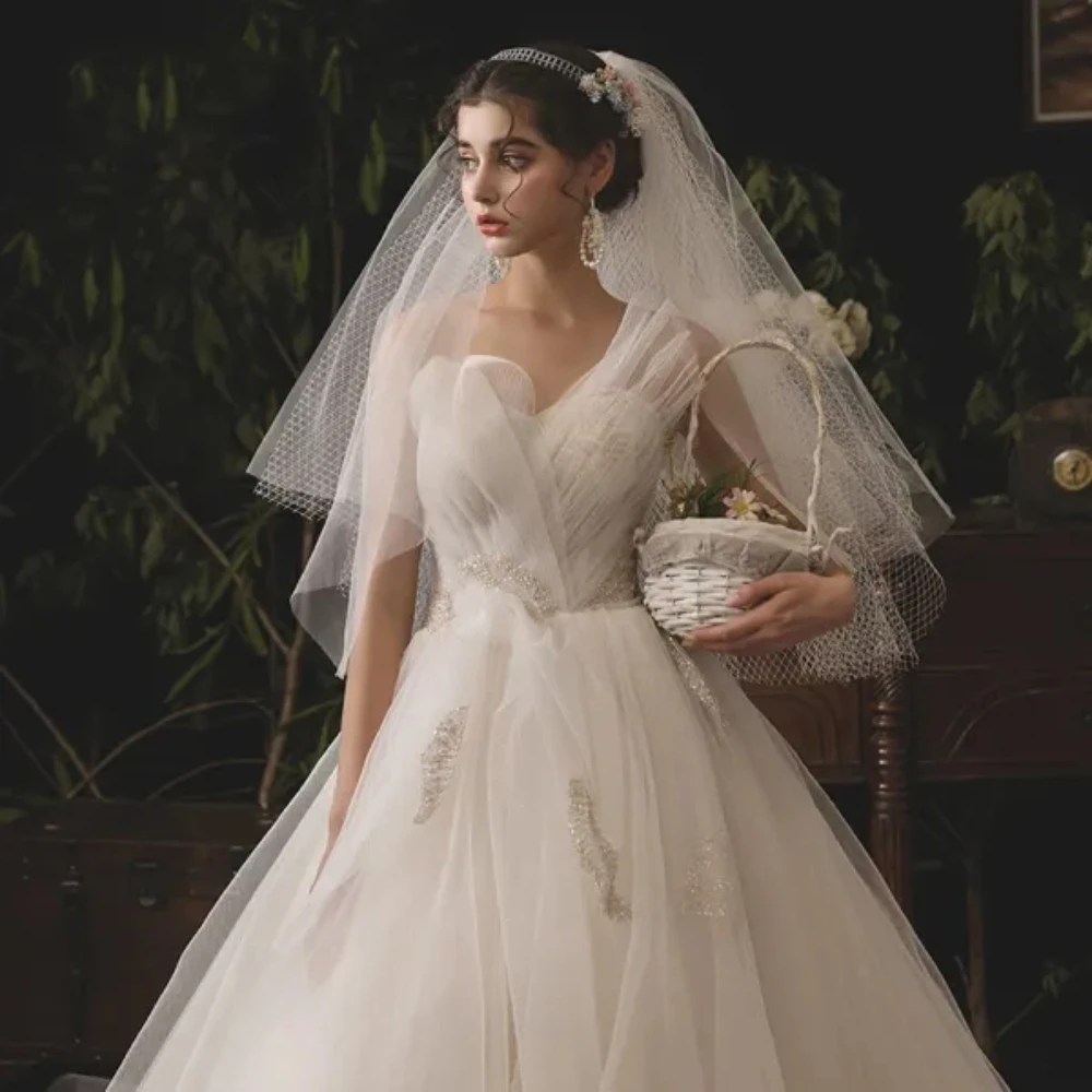 Customized Elegant A-Line White Chiffon 3D Crystal Decal Princess Wedding Dress Sexy Backless Beach Bridal Gown Vestido De Novia