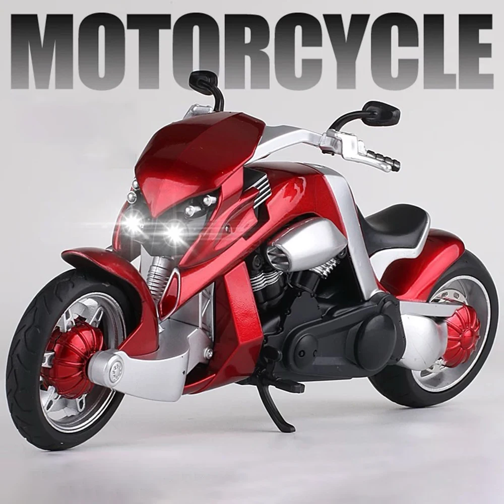 

1:12 тираннозавр V-REX R1 модель мотоцикла из сплава, игрушка-автомобиль, музыкальный светильник, амортизация, бесплатные колеса, украшения, подарки, игрушки