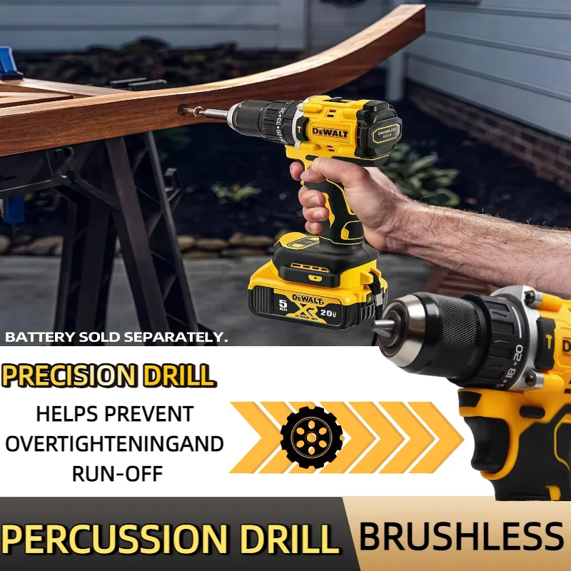 DEWALT Bateria 20V Lítio Recarregável Brushless Chave de Fenda Elétrica Compacta Broca de Mão Furadeira de Impacto DCD805