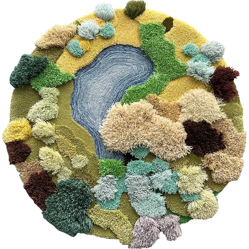 

Floor mat art three-dimensional round carpet living room cream forest thickened household bedroom bedside blanket