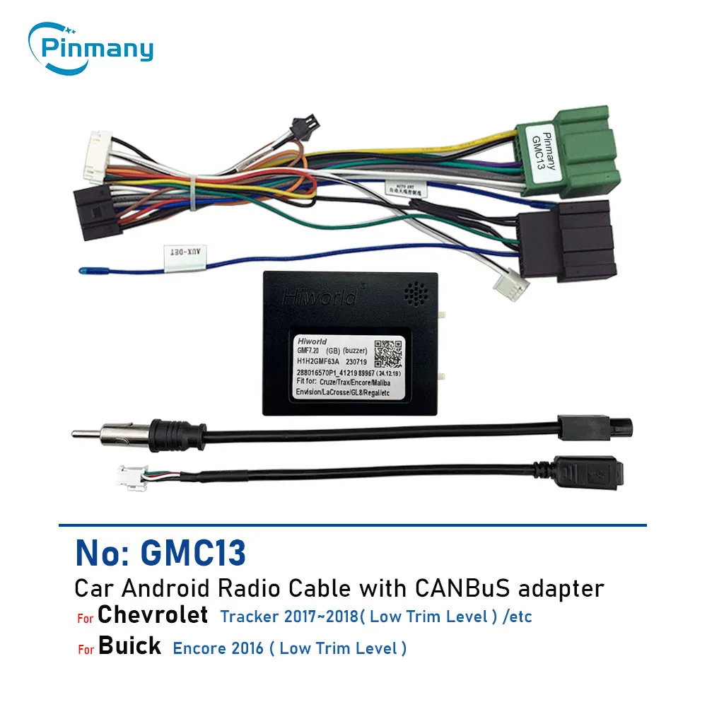 Cable de Radio para coche, unidad principal Android, adaptador de arnés de cableado de alimentación, decodificador CAN Bus GMC13 para Chevrolet Tracker Buick Encore