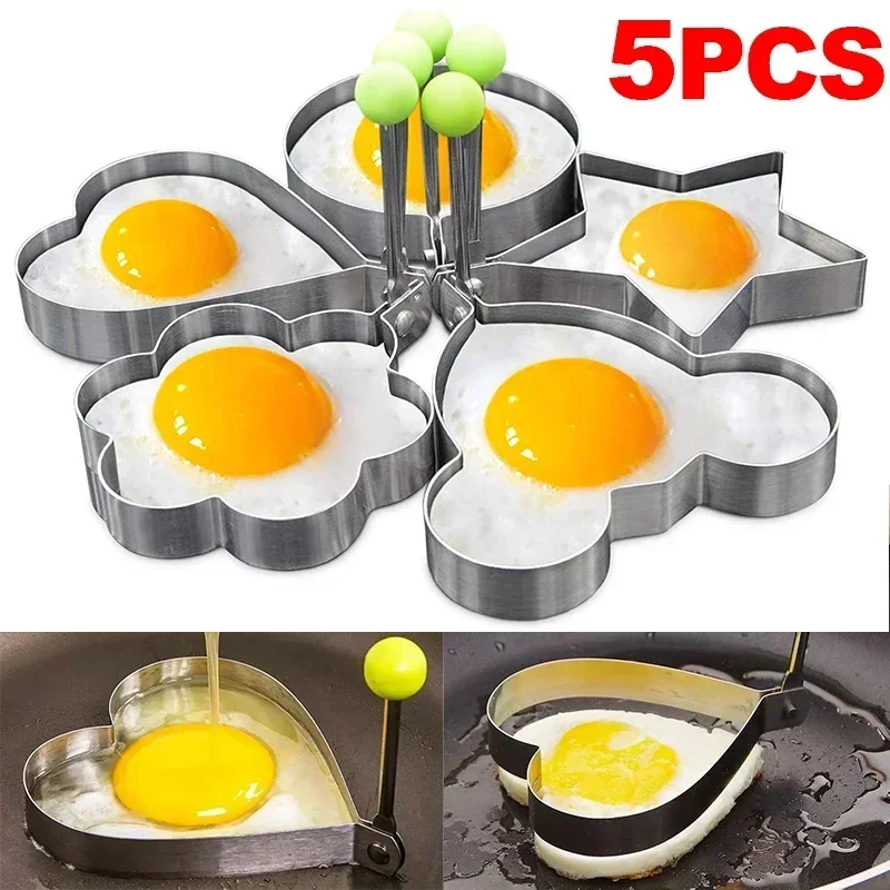 New Stainless Steel Fried Mold Heart Pancake Maker Breakfast Baking Omelette Rings Cooking Tools Kitchen Accessories Gadget