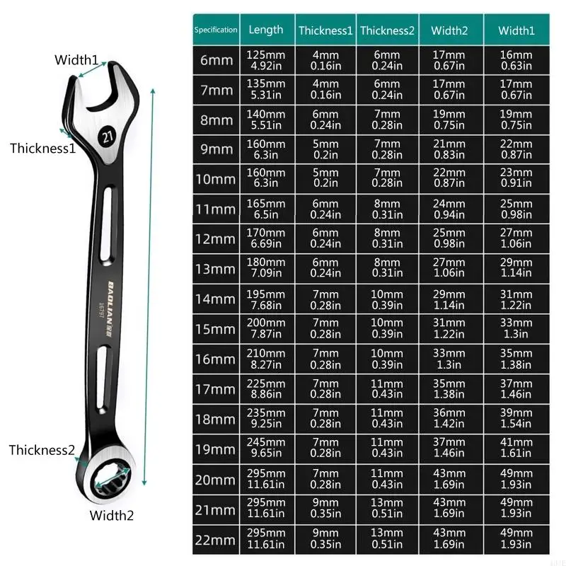 40JE 6-22mm Open Wrenches Plums Blossoms Ratchets Wrenches Double-Headed Quick-shaking