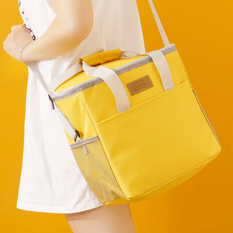 Large Capacity Food Insulation Lunch Bag Camping Picnic Oxford Thermal Box with Crossbody Strap Ice Storage Shoulder Bags