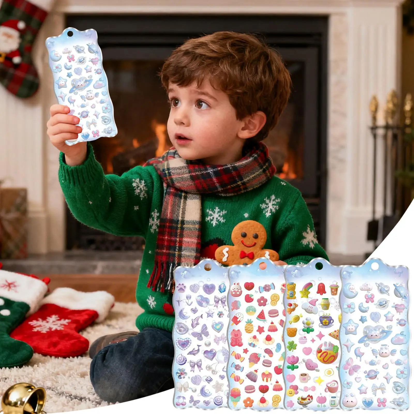 สติกเกอร์ 3 มิติ 4 ชิ้น ลายการ์ตูน แผ่นงานฝีมือ สติกเกอร์น่ารักขนาดเล็ก 3 มิติ สำหรับเด็ก เด็กผู้ชาย เด็กวัยหัดเดิน กิจกรรม ท่องเที่ยว สมุดภาพ