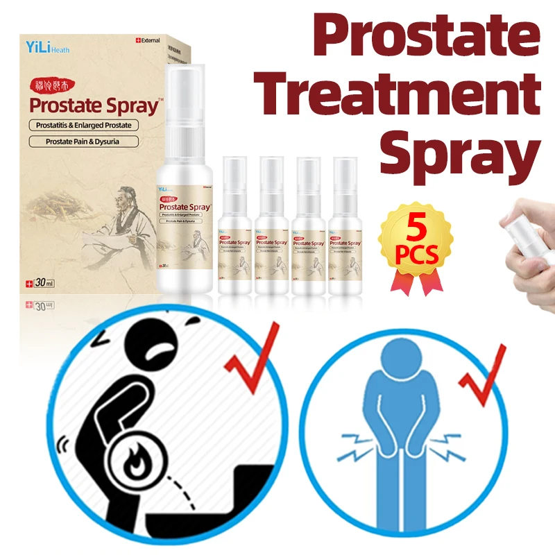 5bottles Men Prostate Treatment Spray Treating Prostatitis Prostate Shrinking Medical Prostatic Health Product Massage Medicine