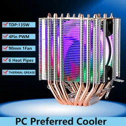 QIUzAim PC Cooling PWM Fan 6 Heat Pipe CPU Twin Towers Radiator Cooler Installing LGA115x 1200 1700 1366 i5 i7 2011 x79 x99 AMD