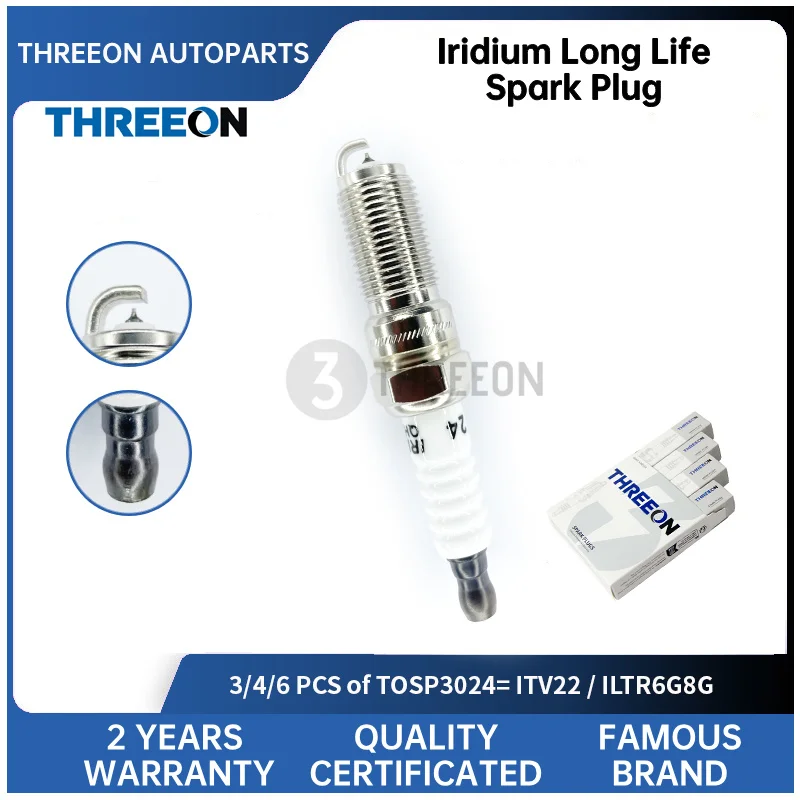 For CADILLAC ATS CTS 2.0 LTG For CHEVROLET Camaro Equinox Malibu Traverse 2.0T 12647827 TOSP3024 THREEON Iridium Spark Plug