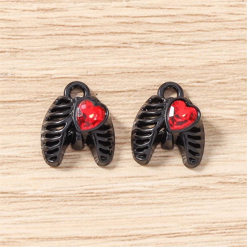 5 Stück 11 x 13 mm niedliche Kristall-Metallflügel-Herz-Anhänger, passend für Halsketten, Ohrringe, Armbänder, DIY-Handwerk, Schmuckherstellung, Zubehör – Detail 10