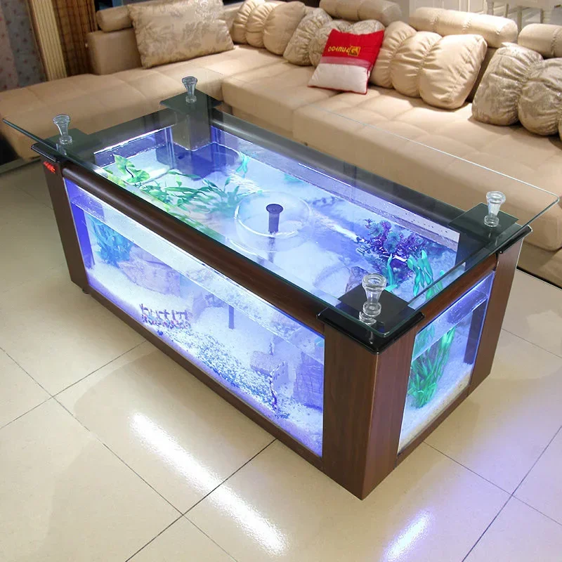 Glass Coffee Table Fish Desk Table Aquarium