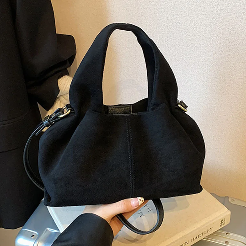 

Vintage Faux Suede Women handbag new Brand Trendy Lady Shoulder bags small Luxury Crossbody Bags bolsas Casual totes