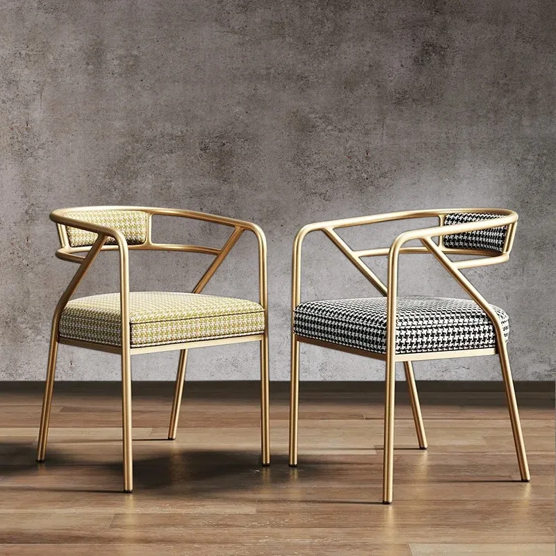 Light Luxury Dining Chair Household Makeup Wrought Iron Backrest Modern Simple Cafe Conference Negotiation Chair