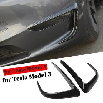 Marco decorativo para Tesla Model Y 2024 2023 2022, embellecedor de faro antiniebla delantero, cubierta de luz de cabeza, tira de protección de cejas, fibra de carbono ABS