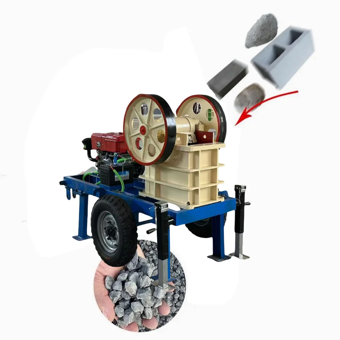 

PE220X350 PE250X400 PE400X600 Small Capacity Mobile Diesel Engine Stone and Rock Jaw Crusher Machine for Hard Rock Crusher