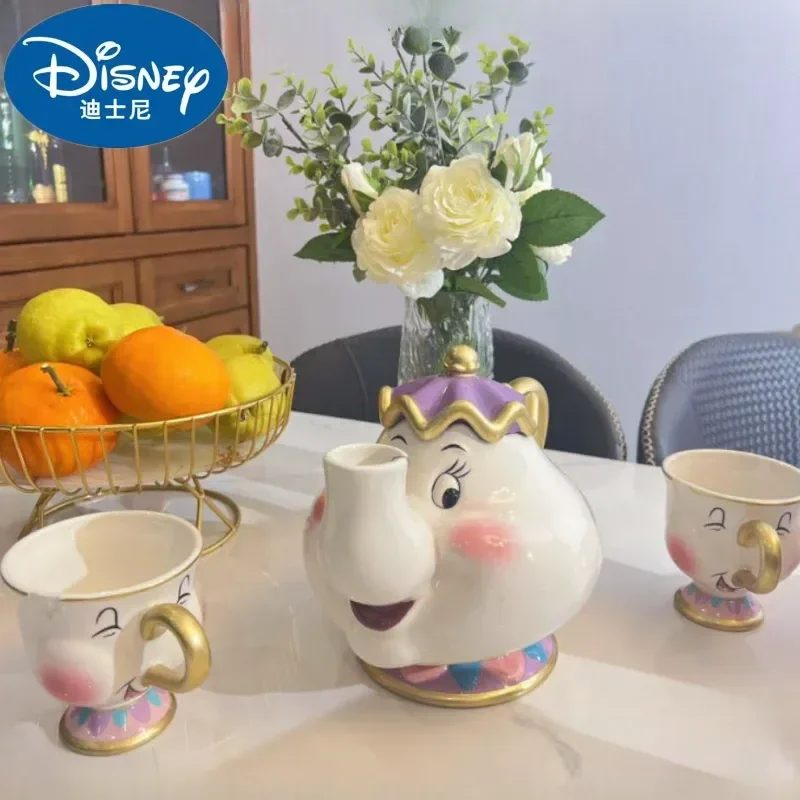 Tetera de Disney, Taza de Café con Diseño de La Bella y la Bestia, Taza de Mrs. Potts, Taza de Chip, Tazas de Té, Juego de Té, Envío Directo
