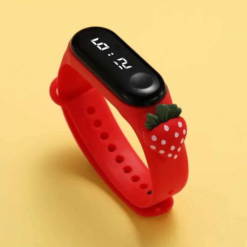 Children Strawberry Watch Birthday Gift for Child Boy Girl Smart LED Digital Cartoon Waterproof Bracelet Kids Watch Reloj Niño