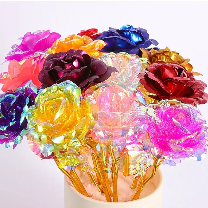 Colorful Sparkling Rose Gold Crystal Artificial Rose Flower The Best Gift for  Wedding Anniversary Mother's Day Valentine's Day