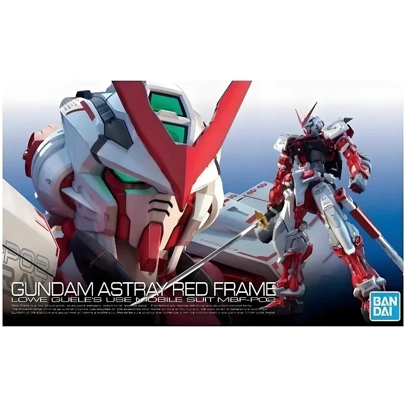 Bandai-Kit de modelo Gundam, figura de Anime RG 19 MBF-P02, marco rojo despertar, figura de acción, modelo de juguete de ensamblaje, adorno de modelo coleccionable