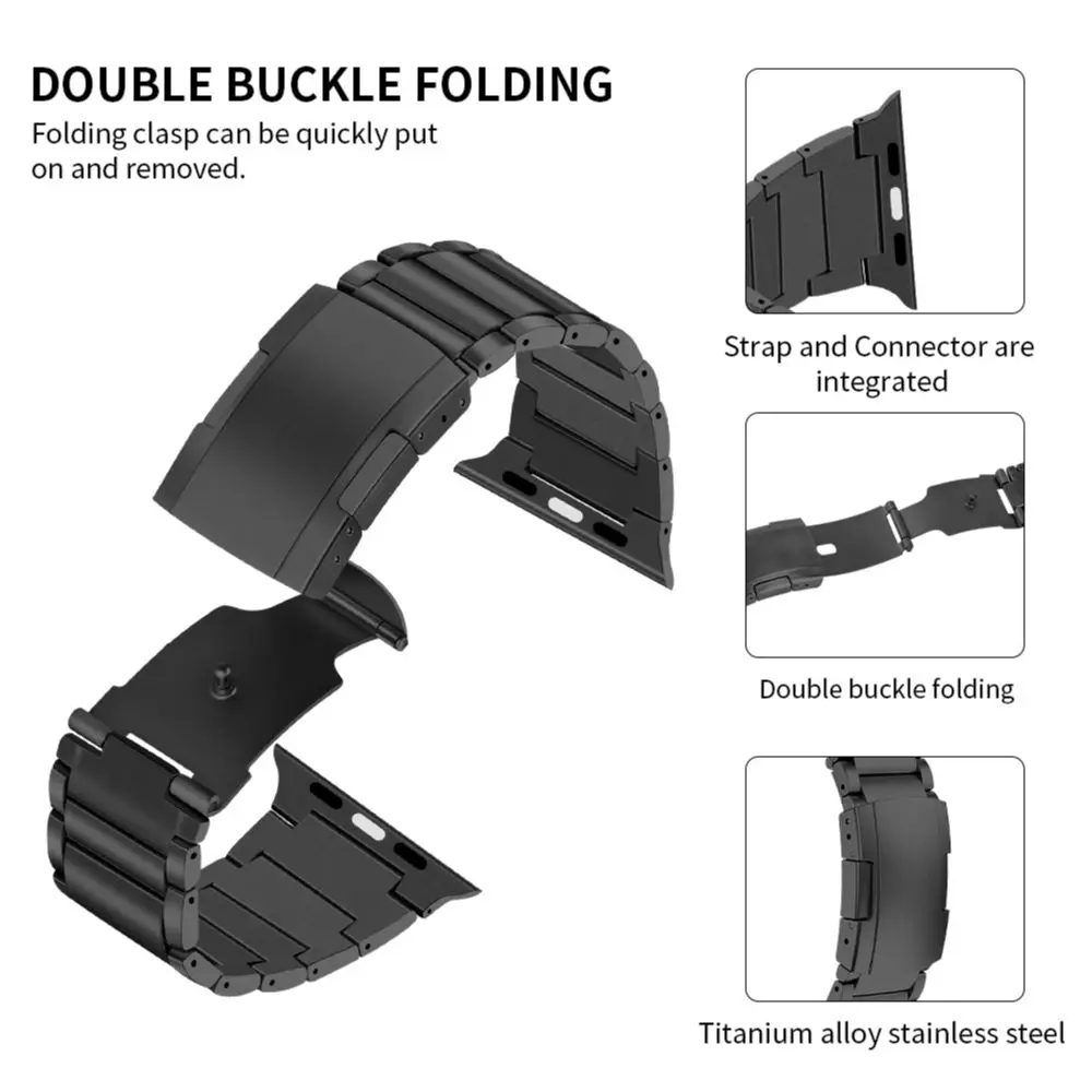 Tali jam tangan Apple, paduan Titanium untuk Apple Watch Ultra 49mm 8 7 45mm 41mm, gelang logam iWatch Seri 6 5 4 3 SE 44mm 40mm 42mm 38mm