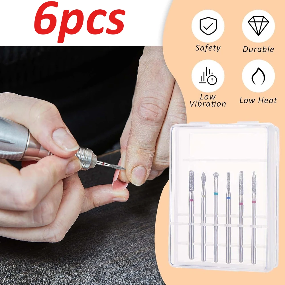 Juego de 6 cabezales de pulido de uñas de diamante