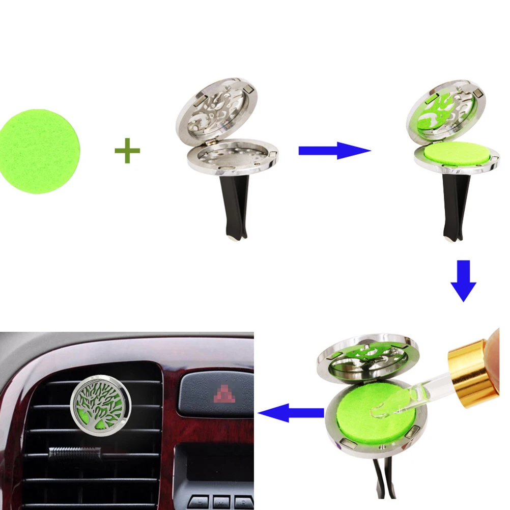 

Stainless Steel Car Perfume Clip Vent Aromatherapy Diffuser Mini Air Freshener For Car Home Office Bathroom 1 Pad Included