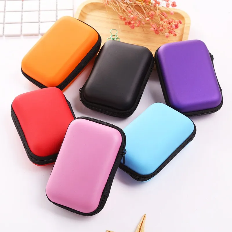 

Zip Fastener Hard Earphone Case EVA Leather Headphone Storage Bag Protective EVA Earphone Bag Portable Earphone Storage Bag