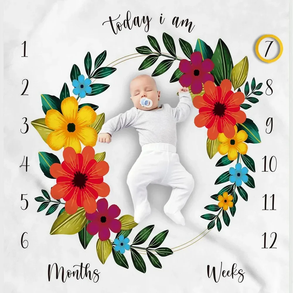 Baby Photography Blanket Props Baby Milestone Anniversary Tapestry Receving Background Monthly Blanket for Shooting Photos