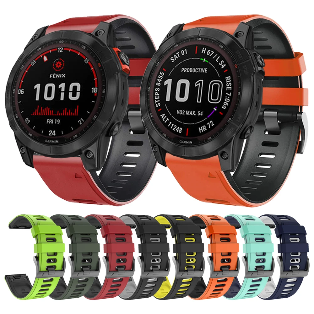20MM 22MM 26MM Silicone Strap For Garmin Fenix 7 7X 7S 6 6X 6S Pro 5X 5S Plus/Instinct 2/945/EPIX/Descent G1 Solar QuickFit Band