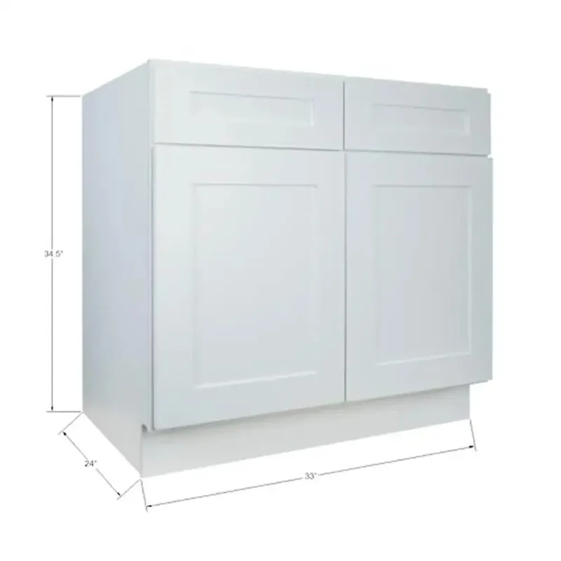

Кухонный шкаф из натурального дерева, 33 x 24 x 34,5 дюйма, ящики с мягким закрыванием, белая дизайнерская полка для шейкера, 2 ящика