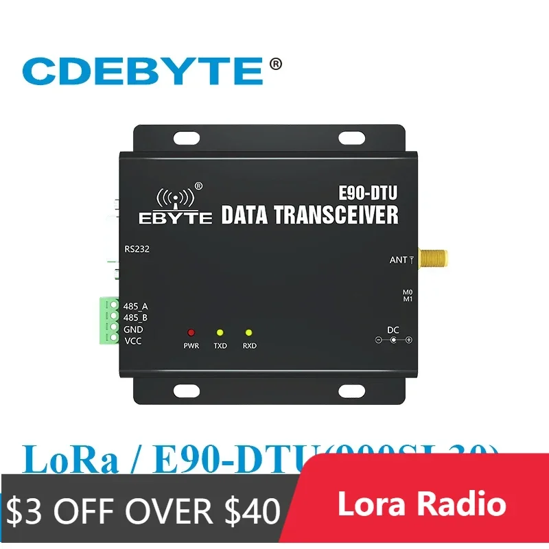 Lora SX1262 868Mhz 915 Mhz 30dBm 10Km Range 0.3k~62.5kbps RS232 RS485 Wireless Lora Modem E90-DTU(900SL30)