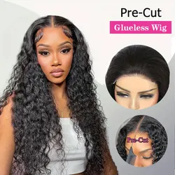 Glueless Wig Human Hair Ready To Wear Water Wave 13x6 Lace Frontal Wig Remy Human Hair Wig Deep Curly 5x5 Lace Closure Wig