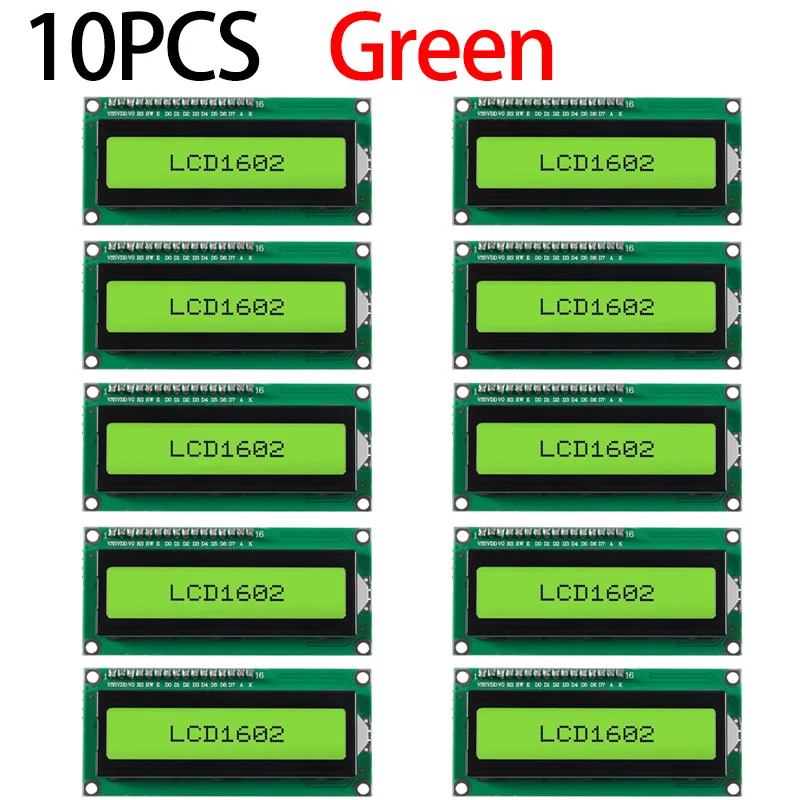 Variant: 10PCS-LCD1602 Green