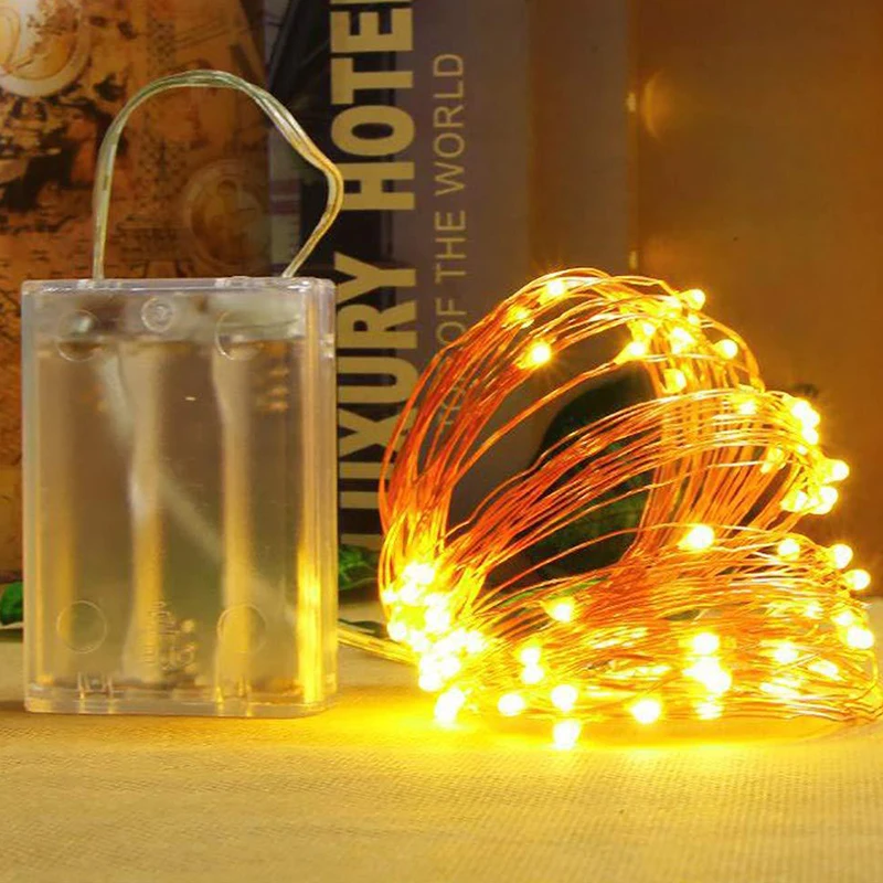 Battery Copper Wire String Light 5M/10M warm Lights Fairy garlands Wedding Christmas Holiday Party Decor lamps New Year