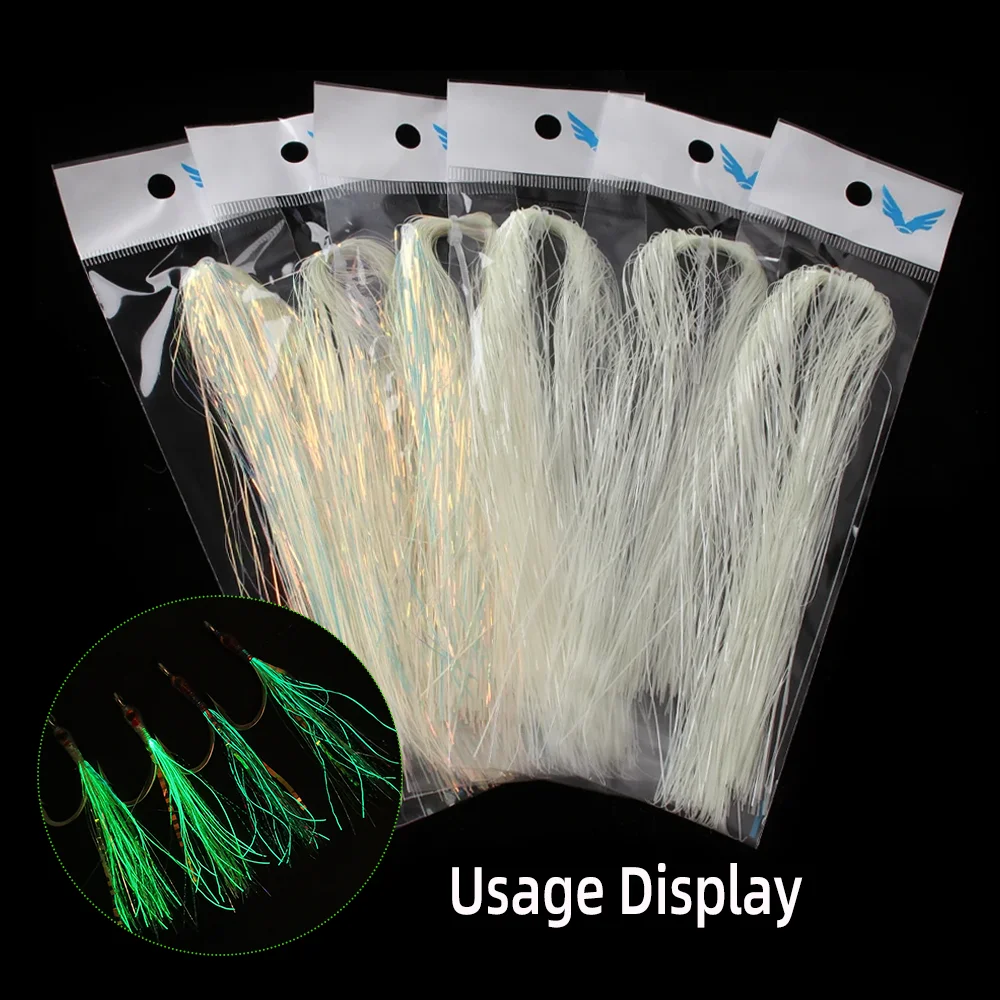 1 Packung/2 Packungen Leuchtendes Flashabou Tinsel Glow Synthetikfaser-Fliegenbindematerial für Assist-Haken, Jigs, Köder, Minnow, Streamer-Fliegen – Detail 7