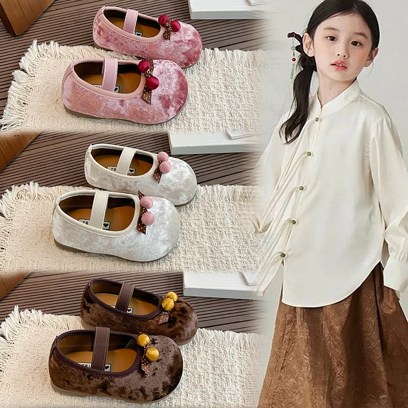 Children's Schhol Student Shoes Autumn Spring New Girls' Solid-color Soft-soled Non-slip Kids Flats Loafer
