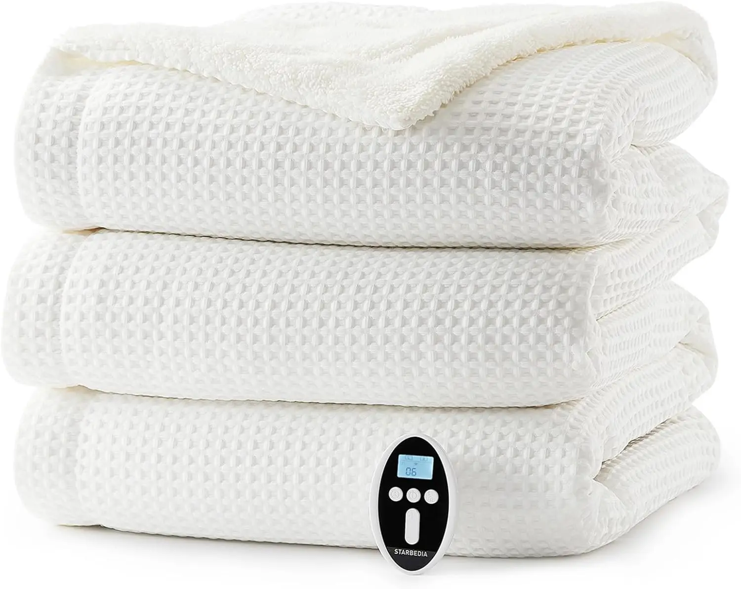 

Электрическое одеяло King Size с беспроводным ЖК-контроллером, быстрым нагревом, 6 уровнями нагрева и таймером, сертифицировано ETL, белое