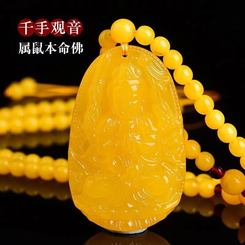 

Beeswax Pendant, Male and Female Natal Buddha Eight Patron Saints, Zodiac Necklace, Amber Sweater Chain, Transfer Guanyin
