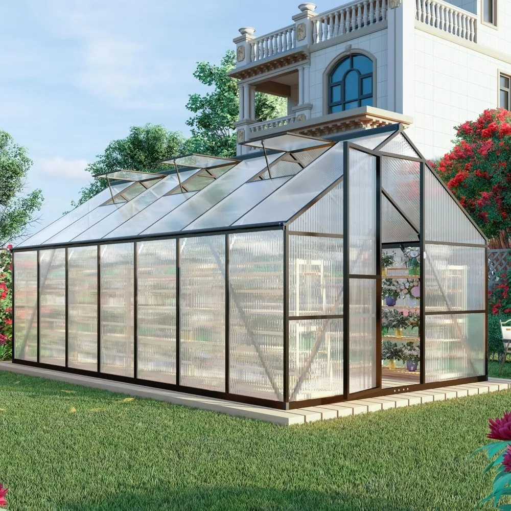 

Теплица CQZY 8x14 футов для улицы, теплица для прогулок на открытом воздухе, темно-серый